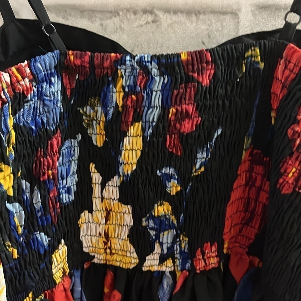 Bog Collective Floral Print Spaghetti Strap Short Dress-size small, with pockets - Picture 6 of 6